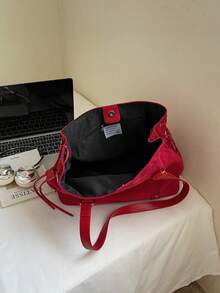 Lightweight, Business Leisure, 1 Piece Of PU Leather Suede Contrast Color Large-Capacity Casual Shoulder Bag, Commuter Tote Retro Versatile Women's Bag, Fashionable And Simple Cross-Body Underarm Bag, Suitable For Girls, College Students, Newcomers And White-Collar Workers, Very Suitable For Offices, Universities, Work, Business, Commuting, Outdoors, Travel, Outings