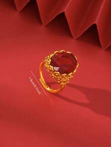 1入長款女戒，由玻璃材質製成，類似紅寶石，開口可調節，奢華性感，適用於派對，求愛，節日禮物