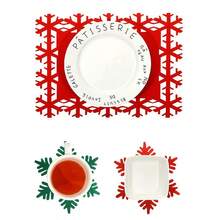 5pcs Red Felt Coasters, Christmas Snowflake Tableware, Suitable For Christmas Dinner Table