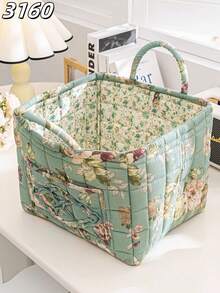 Panier de rangement matelassé à imprimé floral, panier à linge, grande capacité, portable, pliable, panier à goûter, grand panier carré, doux, rustique, chic, pour vêtements sales, essentiels du quotidien pour femmes et filles, panier de rangement pour cosmétiques, jouets, produits de soins de la peau, rangement de maquillage pour femmes, panier de rangement multifonctionnel, organisateur de cosmétiques, décoration d'intérieur, salon, chambre à coucher, salle de bain, convient pour toutes les saisons - Multicolore - Voir 8