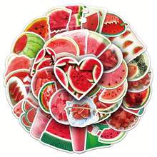 50 pièces Autocollants pastèque Décoration pastèque Accessoires pastèque Fête de la pastèque Autocollants vinyle imperméables rétro vintage pour ordinateur portable, téléphone, voiture, planche à roulettes, bouteilles d'eau, scrapbooking, journalisation informatique