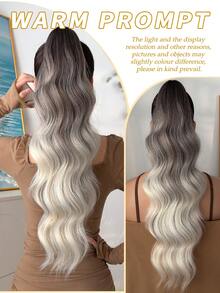 24 Inch Long Wavy Thermoplastic Synthetic Ponytail, Clip-On Ponytail Hair Extension For Daily Use - Brown Ombre - View 7