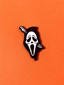 5/10 件万圣节亚克力工艺品 DIY 配件，有趣个性化风格恐怖尖叫骷髅、乌鸦、心形、棺材、刀形耳环、项链吊坠、悬挂装饰 - 黑色 - 查看 5