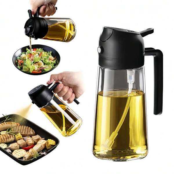 16 Oz/470ml Olive Oil Sprayer, 2-In-1 Oil Bottle Non-Leak Oil Can Mister, Atomizing Oil Bottle