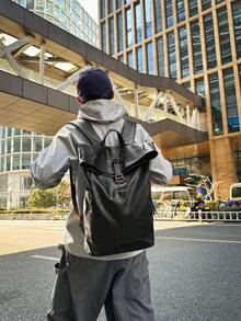 优质复古背包，柔软皮革 PU，商务休闲旅行通勤摩托车骑行翻盖笔记本电脑背包，大容量防水可扩展，适合万圣节、圣诞节、情人节、父亲节、返校、旅游季节、送给男朋友的礼物、父亲 2000 年代风格返校季节 - 彩色 - 查看 4