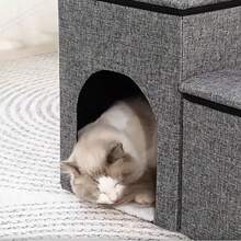 Simple Solid Color Foldable Pet Nest Stairs Two In One Pet Ladder Cat And Dog Stairs Teddy Thickened Sponge Ladder Foldable Cat And Dog Stairs Foldable Pet Stairs - Without - View 7