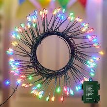 1 pieza Luces de hadas de alambre de cobre verde oscuro mejoradas, luces de petardo - Alimentadas por 3 pilas AAA, aptas para interiores, bodas, fiestas, eventos - Fáciles de usar y duraderas, la mejor opción de decoración