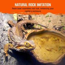 Reptile Water Bowl, Resin Reptile Rock Feeding Dish, Water And Feeding Bowl, Suitable For Leopard Gecko, Lizard, Spider, Turtle, Scorpion, Chameleon, Hermit Crab Terrarium Decor (Yellow)