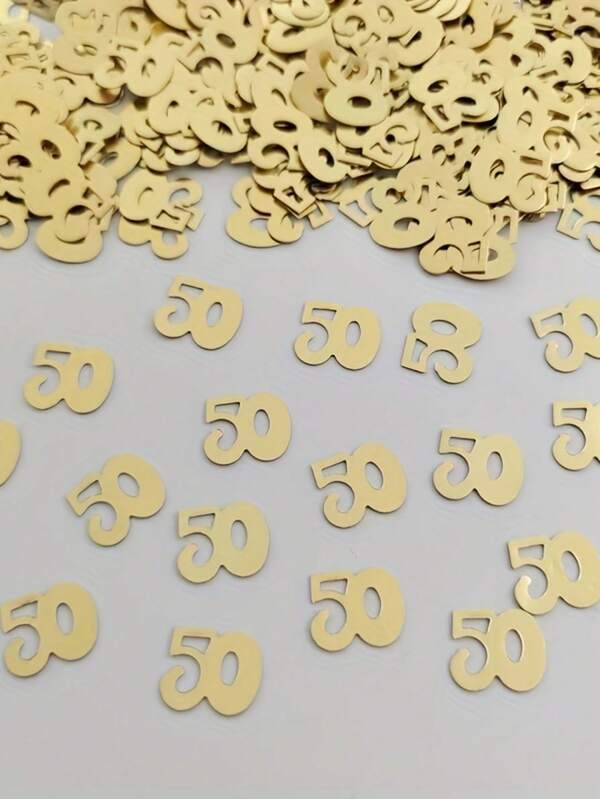 400/800pcs 50th Anniversary Birthday Party Decorative Paper Confetti, Number 50 Tabletop Scatters, 50th Birthday Party Celebration Decor, 50th Anniversary Decorations, Suitable For Birthday Celebration Decor, Anniversary, Elegant Party Decor, Luxury Decor, Birthday/Wedding Floral Decor, Christmas, New Year