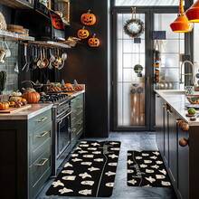 1pc Thickened 0.47 Inch/1.2cm Festive Kitchen Mat, Little Ghost Printing Kitchen Rug, Easy To Clean, Stain Resistant, Anti-Slip, Machine Washable Polyester Rug, Perfect For Living Room, Bedroom, Hallway, Bathroom, Laundry Room, Home Decor Decor, Home Decor - Multicolor - View 2