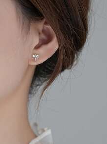 925 Sterling Silver Dragonfly Stud Earrings, Insect Earring Jewelry Suitable For Women Daily Wear, Mother's/Girlfriend's Gift For Easter, Valentine's Day - Dragonfly Earrings - View 3