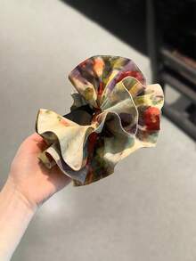 1 pieza Scrunchie con estampado de teñido anudado al estilo de la pintura al óleo del Jardín de Monet, accesorio de pelo elástico con estampado floral fresco para mujer, accesorio de pelo creativo y de moda para uso diario y trayectos, accesorios para el cabello, sujetadores de coleta, ligas para el cabello, scrunchies, cuerda para el cabello, regalo de accesorios de belleza para el hogar de mujer - Multicolor - Ver 8