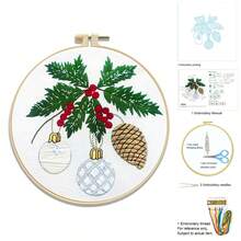 Christmas Embroidery DIY Kit [Bells/Red Truck/Christmas Tree], Includes Embroidery Frame, Needle, Thread, Printed Fabric, Beginner Cross Stitch Set, Christmas Decor Handmade Gift, Limited Time Offer
