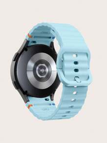 1pc Light Blue Silicone Contrast Stitching Wavy Design Smart Watch Band Compatible With Samsung Galaxy Watch 4/5/6/7 40mm/42mm/43mm/44mm/45mm/46mm/47mm/5 Pro