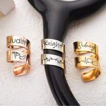 A Personalized Stainless Steel Stethoscope ID Tag, Engraved Stethoscope Name Tag, Custom Stethoscope Charm, Stethoscope ID Ring, Gift For RN Doctor/Nurse, Engraved Stethoscope Tag With Name, Gift For Medical Student, Nurses Week Appreciation Graduation Gift, Stethoscope ID Ring.