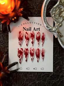 1 pachet/10 buc. Unghii stiletto cu picături de sânge, sexy și îndrăznețe, pentru fete rele - Gothic Dark Dramatic