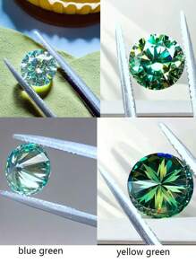 1 pieza de piedra suelta sintética de moissanita redonda de 5.0-8.0 mm y 0.5-2 ct de color azul-verde/verde amarillento, aplicable para monturas de joyería, uñas, anillos DIY, cadenas, aretes y accesorios