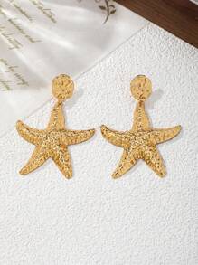 1 Pair Punk Style Exaggerated Ocean Theme Personalized Earring Set, Minimalist Style Earrings For Women - Yellow Gold - View 3