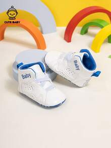 Fashionable Infant Boys' High-Top Casual Sneakers With Elastic Strap Design, Outdoor Lightweight Walking Shoes - White - View 9