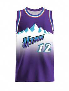 Man,12 Black Basketball Jersey, Round-Neck Casual Embroidered Vest, Training And Competition Uniform - Màu tím - Xem 2