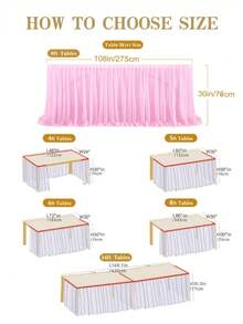 4pcs/1pc Pleated Solid Color Tableskirt, Suitable For Rectangular, Square, Round Tables, Ruffled Tablecloth, Wrinkle-Resistant And Easy To Clean, Applicable For Birthday Cake Table Decor, Banquet And Wedding Party, Bridal Shower, Various Party Celebrations