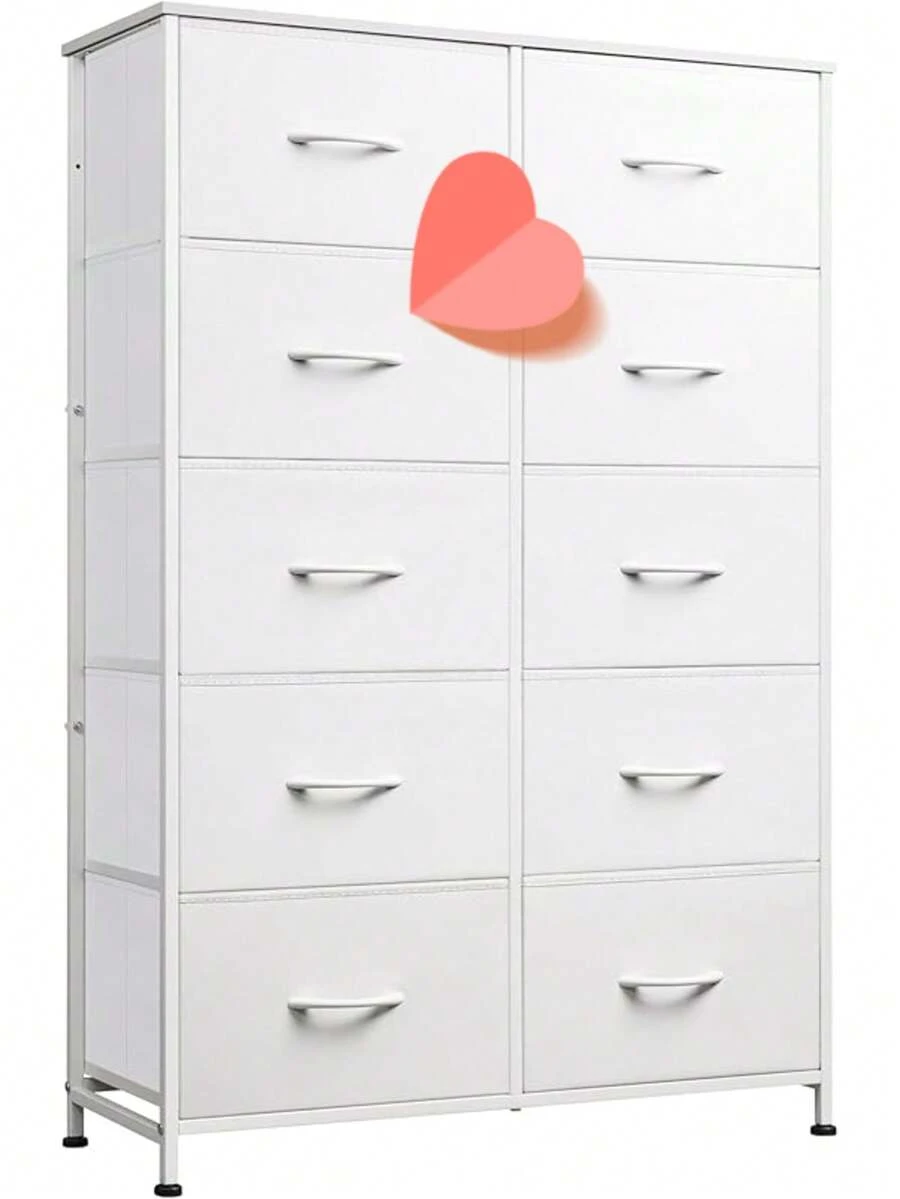 White Dresser For Bedroom With 10 Drawers Dressers & Chest Of Drawers With Wood Top, Metal Frame,Tall Dressers For Girls Bedroom,Living Room,Hallway,Closet - trắng - Xem 1