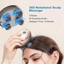 4-Head Silicone Scalp Massager, USB Rechargeable Handheld Multi-Function Head Kneading Massage Device