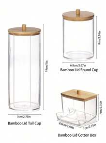 BoĂźte de rangement pour cotons-tiges, boĂźte de rangement pour cotons-tiges Ă double tĂȘte, boĂźte de rangement transparente carrĂ©e avec couvercle en bambou pour cotons-tiges et cure-dents