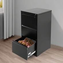 Lockable Filing Cabinet, Metal Filing Cabinets With 3 Drawers, Office Cabinet - Default - View 2