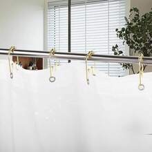 U Shaped Shower Curtain Hooks Rings,12 Pcs Durable Rust Resistant Metal Shower Hooks, Double Glide Smoothly Anti-Drop Shower Rings Shower Curtain Rod,Black - Vàng - Xem 7