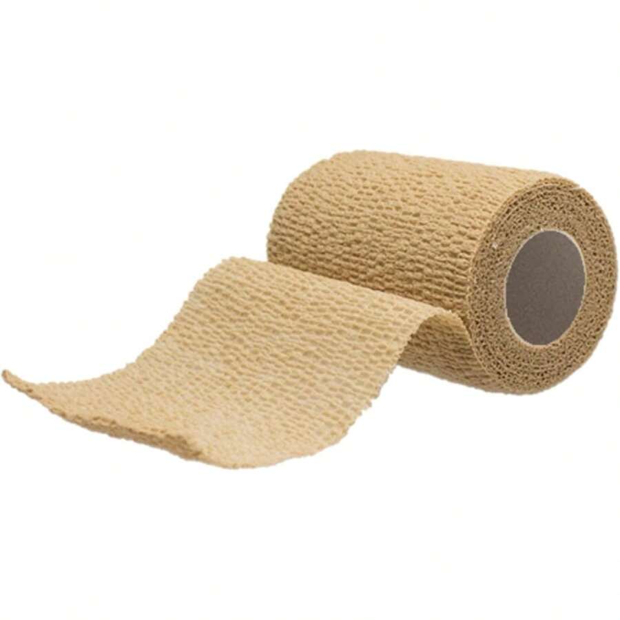 Dealmed Non-Adherent Cohesive Bandage Wrap – 3 X 5 Yards, 1 Roll Non-Woven Breathable Self Adherent Wraps First Aid Kits, Athletics, Swelling, Sprains, Animal Wraps, Tan