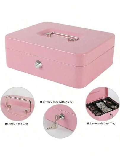 便携式钥匙盒钥匙柜家用商店钢制钱箱安全现金箱存储隐藏硬币钱珠宝