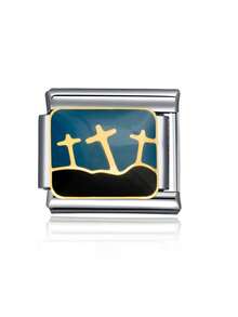 1pc 2025 Halloween Fashion Black 8 Cross Pumpkin DIY Italian Modular Charm Couple Bracelet Stainless Steel Jewelry Making Pendant Bracelet, Suitable As Gift For Friends And Family, Party, Matching Daily Outfit Accessories