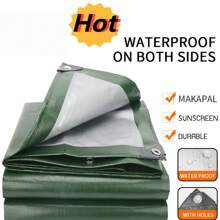 [Heavy-Duty Tarpaulin] 1-Piece. Heavy-Duty Green Tarpaulin - Durable, Waterproof, Windproof, And Tear-Resistant - A Multi-Purpose Protective Cover Suitable For Camping, Roofs, Patios, Swimming Pools, Boats, And Carports. An Ideal Christmas And New Year Gift. - Army Green - View 5