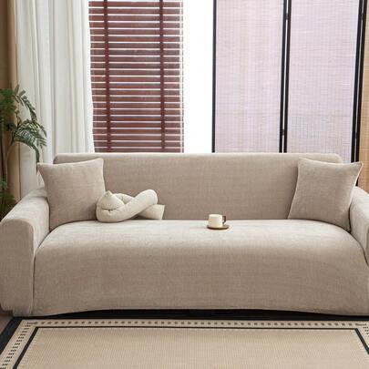 1pc Chenille Herringbone Sofa Cover, Fashion Luxury Sofa Protector, Decorative Anti-Slip Anti-Dust Anti-Scratch Sofa Cover, Suitable For All Seasons, Bedroom, Living Room, Study, Office