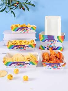 10/24 pièces Boîtes alimentaires pour anniversaire avec motifs nuages arc-en-ciel et joyeux anniversaire, boîtes à frites, boîtes à pop-corn, boîtes à pop-corn, décoration de fête d'anniversaire et boîtes à collations pour soirée cinéma, convient pour boîte à déjeuner, boulangerie, burger restaurant - Multicolore - Voir 3