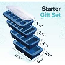 Silicone Freezer Molds Gift Set Trays With Lids - Meal Prep And Kitchen Essentials Bundle - 藍莓 - 查看 2