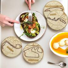 6pcs Formula Style Wooden Coasters Set