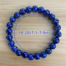 1pc Natural Lapis Lazuli Beaded Bracelet - Bohemian Style Unisex Jewelry Gift For Love, Luck & Wealth, Perfect For Casual Attire, Spiritual Accessory | Bohemian Bracelet | Natural Stone Bracelet - 1pc - View 3