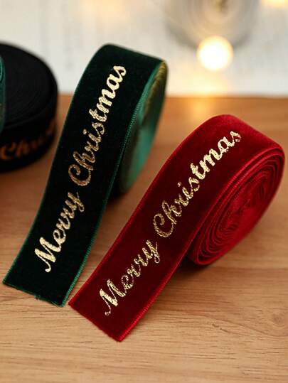2 Meters Christmas Gift Packaging Ribbon,Printed Velvet Ribbon Suitable For Holiday DIY Bowts, Gift Wrapping, Wreaths, And Door Decorations - Perfect For Christmas, Valentine'S Day, Halloween Crafts, Christmas Ribbon