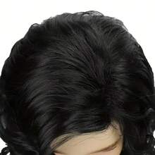 16英寸多功能中长黑色卷发假发，打造独特时尚造型的理想之选。这款耐热合成纤维假发适合日常聚会、父亲节等场合。 - 彩色 - 查看 6