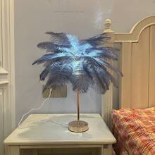1pc USB Powered Feather Shaped Desk Lamp With Adjustable 3-Color LED Light. Can Be Used As DIY Decorative Lamp, Suitable For Bedside, Desk, Dining Room Lighting, Small Night Light, Romantic Wedding Atmosphere Lighting. European Style. Suitable For Bedroom, Living Room, Office Home Decor. Wedding Lighting. Valentine's Day Gift. - USB Powered - View 7
