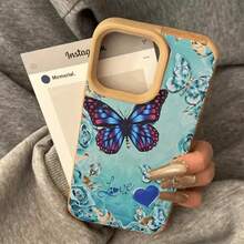 Diseño de patrón azul Teléfono de lente alta 12 Pro XS 14 13 15 16 Plus 11 Cuero sintético suave todo incluido - Colores mixtos 1 - Ver 6