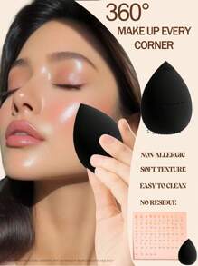 50件套化妆刷套装，混合化妆美容工具，包含：25支化妆刷、1个化妆包、5个美妆蛋、5个粉扑、5个迷你美妆蛋、5个迷你指套粉扑、1个发带、2个腕带、1个清洁工具。基础化妆刷，快速上妆，适合初学者和专业化妆师。化妆刷套装，化妆刷套装，化妆刷套装，全套化妆刷，化妆刷套装，全套化妆工具，化妆刷套装，化妆刷套装，化妆礼盒套装 - 黑色 - 查看 6