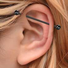 1pc Funky Stainless Steel Spiked 14G Industrial Barbell For Women Men For Daily Decoration, 32/35/38mm Industrial Piercing Jewelry Cartilage Earring Helix Conch Tragus Iindustrial Bar