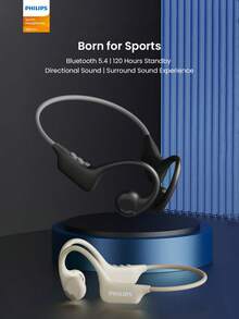 PHILIPS 骨传导开放式无线耳机，支持无线5.4和麦克风，8小时播放时间，隔音效果好，按键控制，防缠绕线缆，Type-C充电，是跑步、骑行等户外运动的理想之选。 - 彩色 - 查看 2