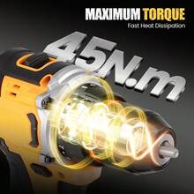 Brushless Motor With Two Speeds, Two Batteries And One Charge +23-Piece Set - Yellow - View 3