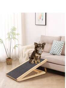 Thang leo trèo cho thú cưng bằng gỗ nguyên khối có thể điều chỉnh, thang dốc cho chó, thang sofa chống trượt cho thú cưng cỡ M - Xám - Xem 1