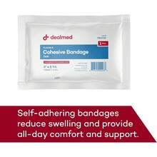 Dealmed Non-Adherent Cohesive Bandage Wrap – 3 X 5 Yards, 1 Roll Non-Woven Breathable Self Adherent Wraps First Aid Kits, Athletics, Swelling, Sprains, Animal Wraps, Tan