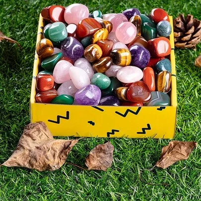 Natural Bulk Assorted Tumbled Polished Stones,Chakra Set, Real Raw Stones BirthdayGifts For Reiki Yoga Beginners Crystal Set